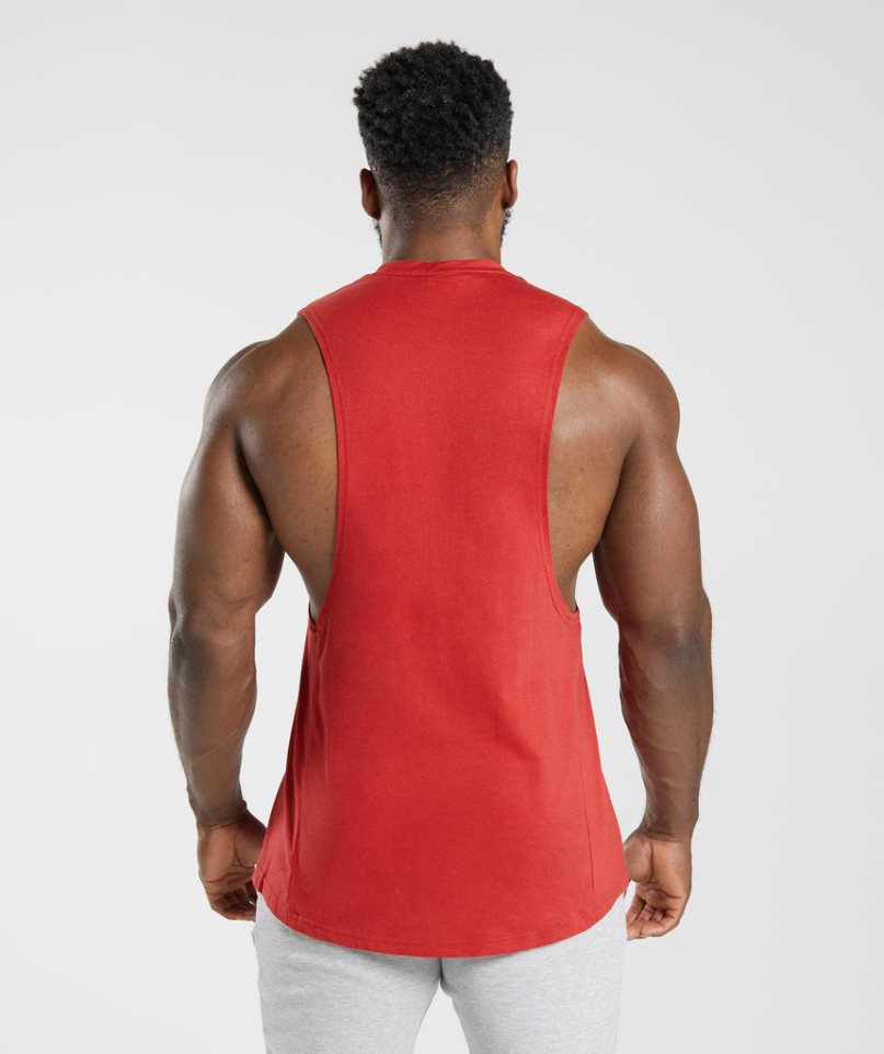 Men's Gymshark React Drop Arm Tanks Red | NZ 7ZLSVA